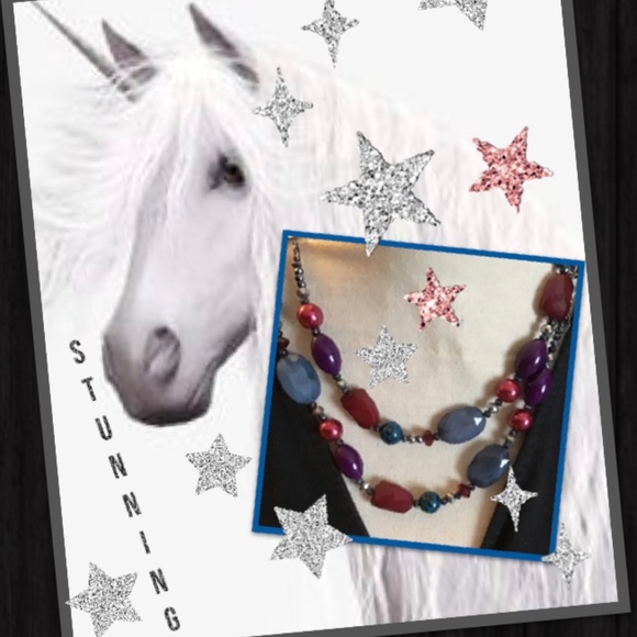 Stunning Glass Bead Necklace 36"+ - Picture 3 of 7